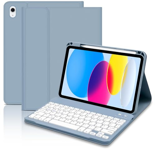 TENGWUDZ Funda de teclado para iPad de 10ª generación de 10.9 pulgadas 2022, funda inteligente con teclado Bluetooth para iPad A16 de 11ª generación de 11 pulgadas 2025, teclado de diseño del Reino