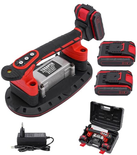 Vibromasseur de carrelage avec 2 batteries, appareil vibrant pour carrelage, 6 vitesses, adsorption de 80 kg, ventouse électrique pour granit, verre, carrelage, porcelaine