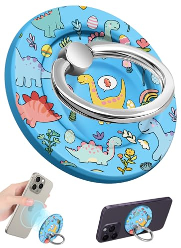 Lotadilo for Magnetic Phone Ring Holder Compatible with MagSafe for Women - Cute Design Magnet Phone Grip Ring Stand Kickstand for iPhone 17/16 Pro Max/16 Pro/16/15/14/13/12 Series, Dinosaur