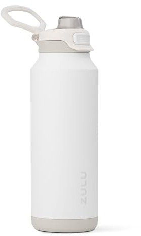 ZULU Powerfill Pro 40oz Stainless Steel Water Bottle with Quick Fill Lid, Triple Walled Vacuum Insulated Metal, Leak Proof Locking Lid, Sip and Chug, Reusable BPA Free, White