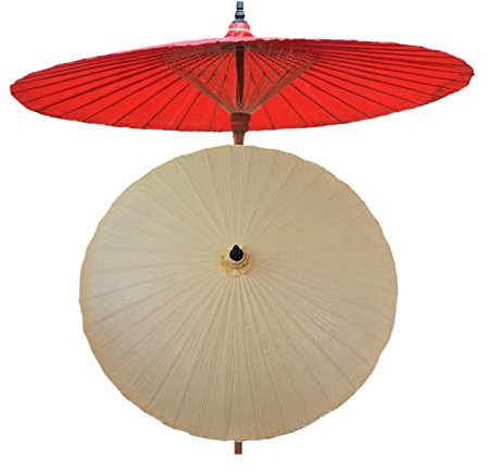 Parasol de jardin rond vintage en bambou avec protection UV - Parasol d'extérieur pour terrasse, piscine, plage - Résistant à la pluie - Fait à la main - Portable - 2 m