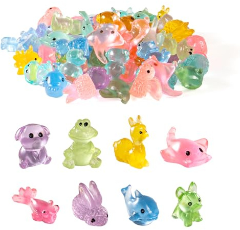YHTCC 86PCS Resin Animals, 6 Styles Mini Animals, Aquarium Toy