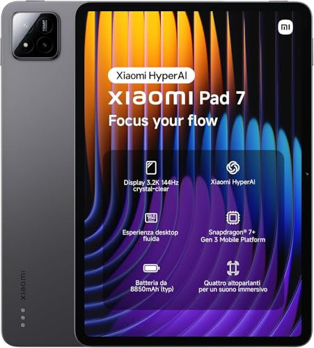 XIAOMI Pad 7 8 + 256 GB Mi Tablet, Display 11.2 pollici, Autonomia in standby fino a 33,9 giorni, colore nero