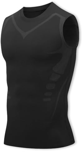 Men’s Compression Vest Sleeveless Slim Fit Elastic Gym Top for Running & Workout Quick-Dry Body Shaper Sports Vest UK (UK, Alpha, 3XL, Regular, Regular, Black)