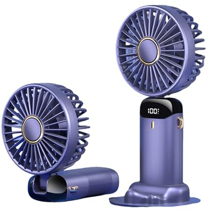 MEIION frostiq BreezeStand Mini Ventitlator Ultra leiser tragbarer Handventilator mit 5 Geschwindigkeiten, 90° drehbar, USB Ladevorgang Ideal für Schlafzimmer, Büro und Outdoor