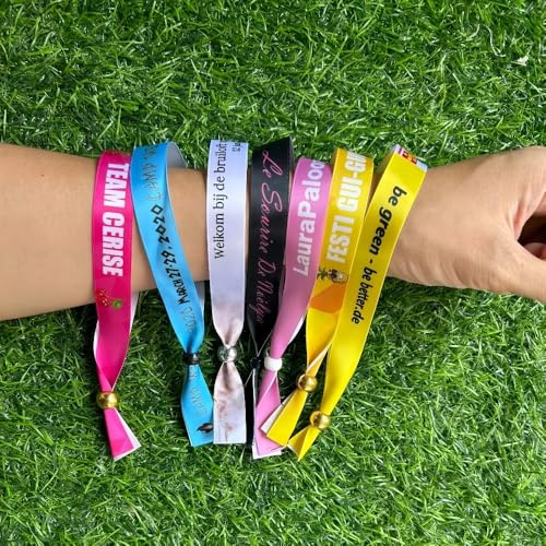 50 Braccialetti Personalizzati Con Messaggio Di Testo, Braccialetti In Poliestere Personalizzati Per Matrimoni, Eventi Aziendali, Eventi, Ingressi, Identificazione Tramite Tessuto