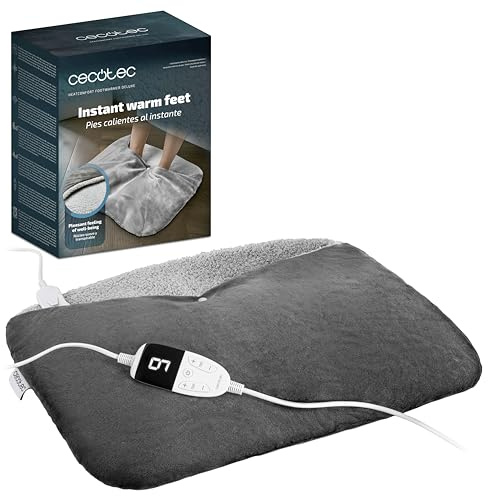 Cecotec Scaldapiedi Elettrico HeatConfort FootWarmer Deluxe. Scaldapiedi 55x45cm, 2 Spazi Separati, Antiscivolo, 6 Temperature, 4 Livelli Timer, Controller