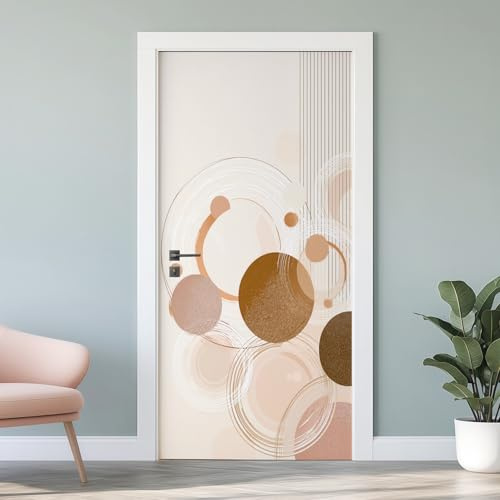 Geometrisch Abstrakt Türtapete 3D Selbstklebend, Modern Fototapete, Vinyl Folie Wasserfest Minimalismus Wandtattoo für Schlafzimmer Wohnzimmertür Küche Badezimmer 90x200cm T4L83