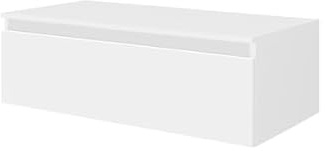 Liberoshopping Mobile bagno sospeso con cassetto soft closing in legno nobilitato– design moderno NILYA (Bianco Opaco, 100 cm)