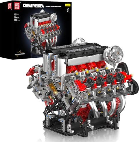 Mould King 10130 F488 Supercar V8 Motor MOC Juguetes con Motores Serie de Motores de Alto Rendimiento para los aficionados a los vehículos (2718+ piezas)