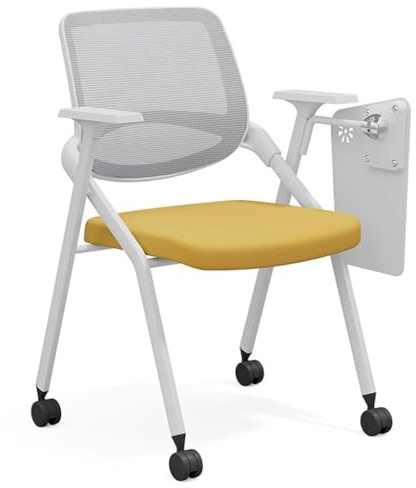 Modern kontorsstol med bord och hjul Hopfällbar fåtölj för hemmakontor, skola, konferensrum, ergonomisk skrivbordsstol för utbildning och vardagsrumsmöbler