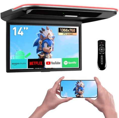 XTRONS Lecteur Android pour voiture 14 pouces 2+32 Go Support de toit Moniteur