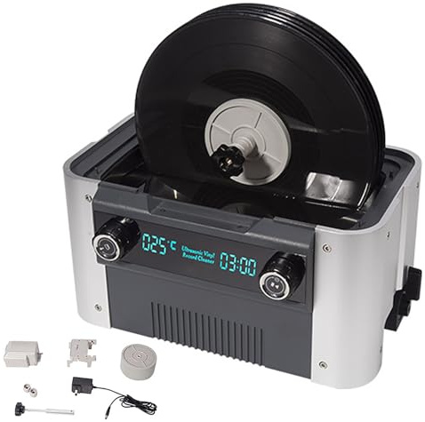 Ultrasonic Vinyl Record Cleaner Kit - 49kHz High-Frequency Cleaning System with Automatic Drying & Air Circulation for Optimal Album Care