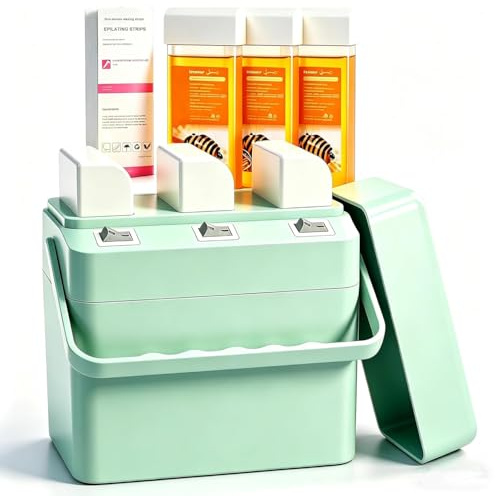JOJOCOSMO 3 IN 1 Roll On Waxing Kit, Fast Heating Wax Warmer Machine with 3 Honey Wax Roller Refill, Wax Roller Heater Kit for Full Body Hair Removal, Ideal for Home & Salon