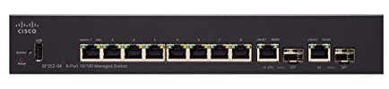 Switch gestito Cisco SF352-08MP con 8 porte 10/100 max più PoE di 128 W, 2 porte Gigabit Ethernet (GbE) combinate SFP, protezione limitata a vita (SF352-08MP-K9-EU)