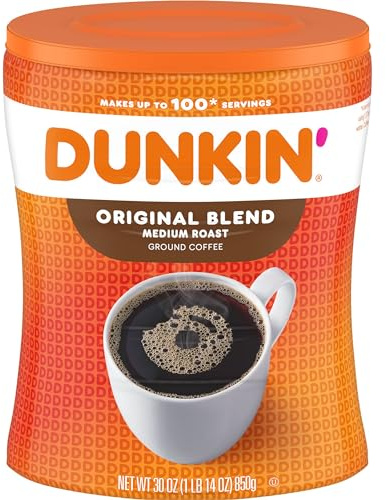 Dunkin Donuts Original Blend Medium Roast Ground Coffee Canister 850g