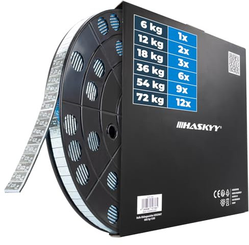 HASKYY 6kg Klebegewichte Wuchtgewichte Rolle 1200x5g Stahlgewichte Verzinkt Kleberiegel mit Abrisskante Auswuchtgewichte für Stahlfelgen & Alufelgen - Kunststoffbeschichtet FE-Klebegewichte