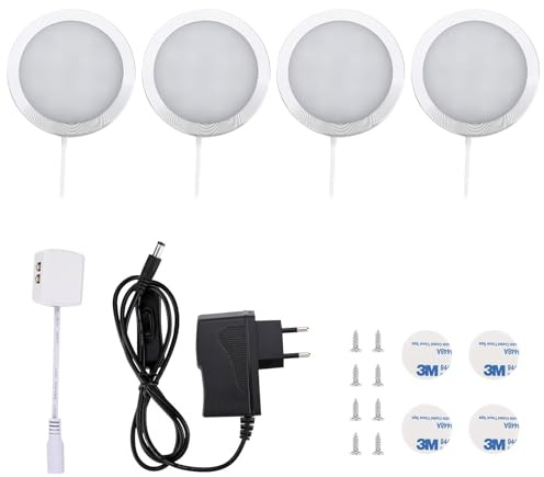Lightess 4Pezzi Luci LED per Armadio, 6000K Luce LED Armadio per Cucina Sottopensile, Bianco Freddo Lampada da Lavello con Interruttore, Lampada Notturna per Armadietto, Scale, Cucina, Corrido
