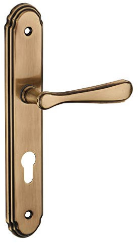 THIRARD - Ensemble de poignées pour porte d'entrée Arthemis trou de cylindre, carré 7mm, entr'axes 195mm, laiton platiné