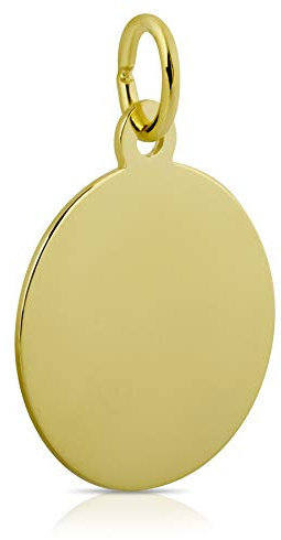 Unbekannt Gravurplatte Gelbgold 585 Gold 14k rund 14 mm Anhänger inklusive Gravur Kettenanhänger Ketten Goldschmuck