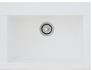 Respekta Ohio Mineralitespüle in Weiß / 1 Becken Einbauspüle in 66 x 50 cm/Spülbecken geeignet für Unterschränke ab 60 cm Breite, Weiss