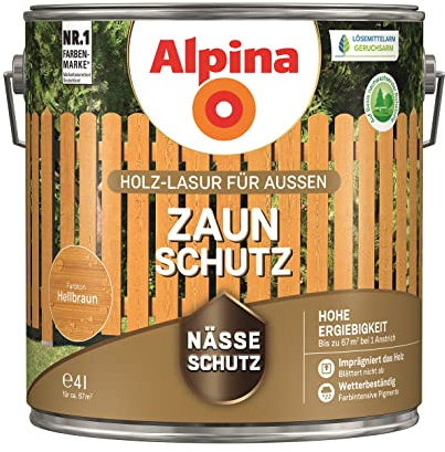 Alpina Zaun-Schutz Dunkelbraun, Farbe:Hellbraun, Größe: 4 Liter
