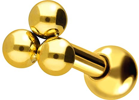 PIERCINGLINE Ohrpiercing mit 3 Kugeln aus Chirurgenstahl - Piercing Schmuck für Ohr oder Helix in 4 Farben
