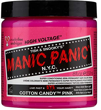 MANIC PANIC Cotton Candy Pink Haarfarbe, 227 ml | Sanftes Pastellrosa, kühle Untertöne, vegan, Ammoniakfrei & tierversuchsfrei, hält 4-6 Wochen, ohne Entwickler