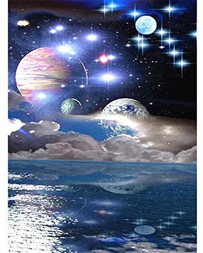 YINGXIN88 5D Diamantmalerei DIY Diamant Strass Malerei Kit für Erwachsene und Kinder zu Hause WanddekorationSterne am See-50x70cm