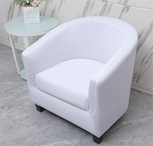 Highdi Sesselschoner Sesselbezug Stretch Sesselüberwurf 2-Teilig Einfarbig Modern Sesselbezug, Elastisch Tub Chair Sesselhussen für Clubsessel Loungesessel Cocktailsessel (Weiß)