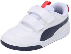 PUMA Unisex barn Multiflex Sl V friidrottssko, Puma vit Peacoat Puma Röd, 33 EU