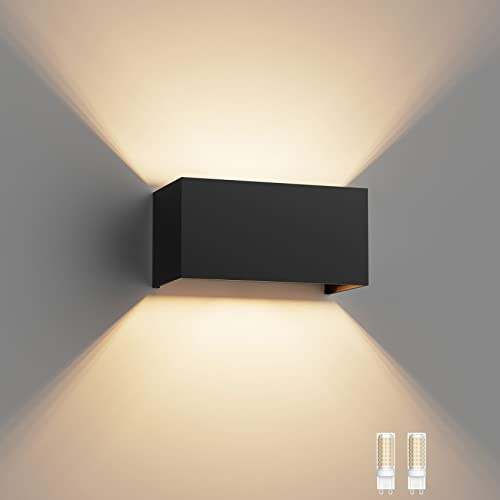 Klighten 18W Aussenlampe mit Austauschbarer G9 Lampe 3000K, Schwarz