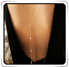 Ushiny - Collana con Strass, Catena Dorata, Imbracature per Matrimonio, Festa, Discoteca, Collana Estiva, Spiaggia, Gioielli per Donne e Ragazze