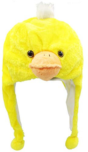 Glamexx24 Plysch djur öronhatt djurmössa kostym karneval keps pingvin tiger cosplay barn, Gul anka, En Storlek