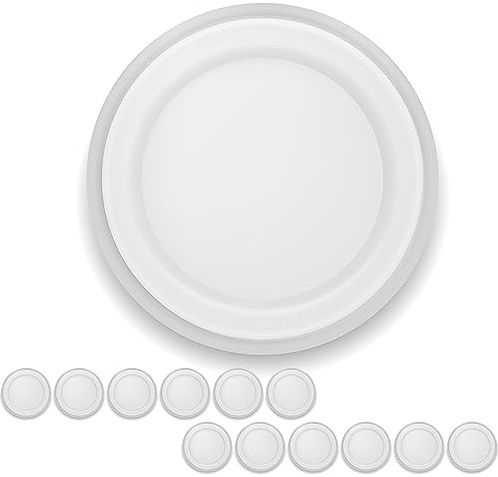 Xilmark Reusable Yogurt Lids, Pack of 12, Compatible with La Fermière, 67mm, Adjustable, Plastic, White, T67