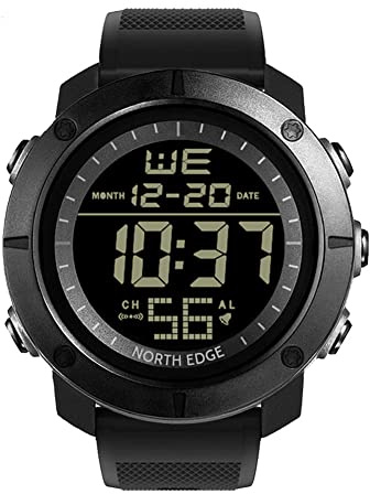 ENKUODE Montre numérique Militaire Noire Sport de Plein air Montre-Bracelet Tactique 50M étanche électronique Fitness armée Montres avec chronomètre podomètre EL rétro-éclairage pour Hommes