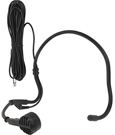 Micrófono de Gancho para la Oreja Con Cable Dinámico - Conexión Macho de 6,35 Mm para Auriculares y Diadema - Ideal para Altavoces de Karaoke, Amplificadores y Enseñanza