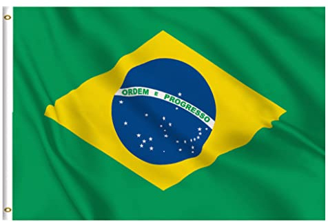 Drapeau Brésil 150X90cm Avec 2 Œillets en Métal, Couleurs Vives, National Brésilien Pour Événements Sportifs, Fêtes, Défilés
