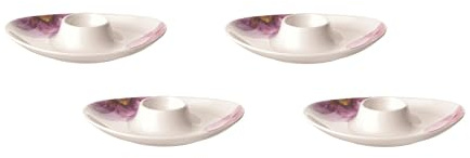 Villeroy & Boch - Rose Garden Eierbecher 4er Set, 14,8 x 11,4cm, Premium Porzellan, weiß/rosa, 10-4287-1951 (4X), Floral