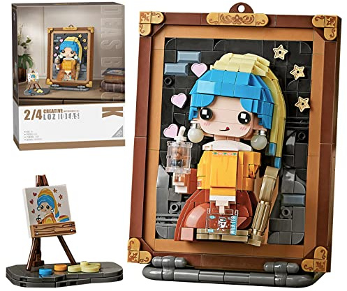 MEIEST Mini Bausteine 3D Weltbekannte Ölgemälde Modell Set,Simulation Partikel Stereoskopische Malerei Sammlung BAU Ziegel Spielzeug,Home Decor,14+(Mädchen mit Perlenohrringen)