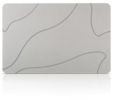 NAYAHOSE Stone Bath Mat, 100% Natural Diatomaceous Earth Shower Mat, Non-Slip Super Absorbent Quick Drying Bathroom Floor Mat, Shower Mat for Bathroom Floor, Easy to Clean (Light grey)