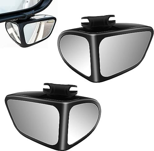 Eowppue Blind Spot Mirrors for Universal Cars - 360° Convex Wide Angle Wing Mirrors, Rear View Safety Solution for Clear Driving, Fits Car, SUV - Easy Install - 2 Pack（Black）