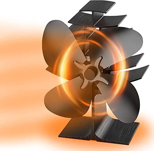 DOWILLDO Wood Stove Fan - 4 Blade Log Burner Fireplace Fan, Silent, Eco Friendly Heat Powered