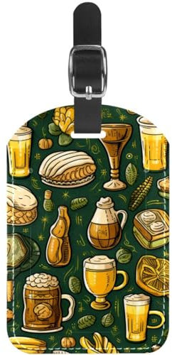 Gepäckanhänger,Gepäckanhänger für Koffer,Rucksack Kofferanhänger,1-Pc,Bier-Essen-Cartoon-Tisch