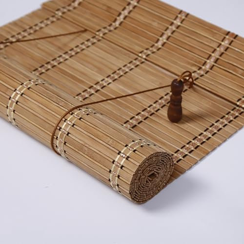 HFDASUENT Retro Bambus Rollo,Innen/außen-bambusrollo Verdunkelungsrollos Holzrollo Jalousie Sichtschutz Sonnenschutz für Teehaus/Restaurant/Garten/Balkon,anpassbar (W×H:130×250cm)