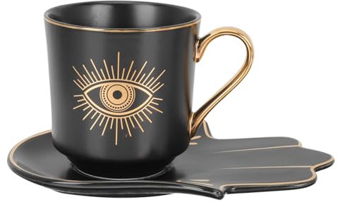 Luxshiny 1ensemble Tasse Céramique Style Européen Evil Eye Avec Plateau Mug à Boire Pour Thé Lait Pour Maison Restaurant Chaleureux