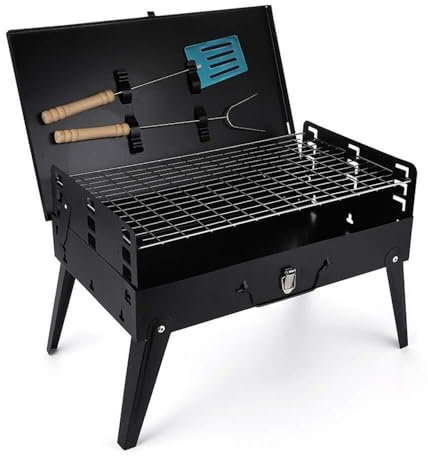Barbecue portable pour pique-nique en plein air/Gril de type valise/Barbecue au charbon de bois pliable/Barbecue de bureau pour barbecue en plein air/Petit grill
