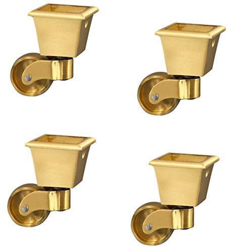 Schwerlast-Lenkrollen Lenkrollen aus massivem Messing, 32 mm, quadratische Schale, Universalrolle, Möbelrolle, 360° schwenkbar, Antik-Vintage, Tragkraft 150 kg, geeignet for Klavierfüße, Sofas, Tische