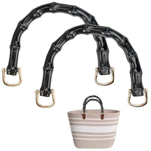 Rairsky 2 Stück Kurz Henkel für Taschen, Häkeltasche, Geflochtene Tasche und Lederhandtasche, Taschenhenkel für Häkeltaschen Taschengriffe Ersatzhenkel für Häkeltaschen, Taschenzubehör Griffe Ersatz