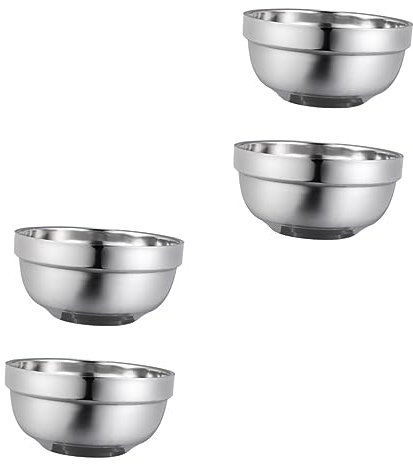 Mikinona 4pièces Bols Anti-chaleur Acier Inoxydable Double Couche Bols Pour Soupe Riz Pour Garçon Fille Pour Dîner Famille Activités Plein Air
